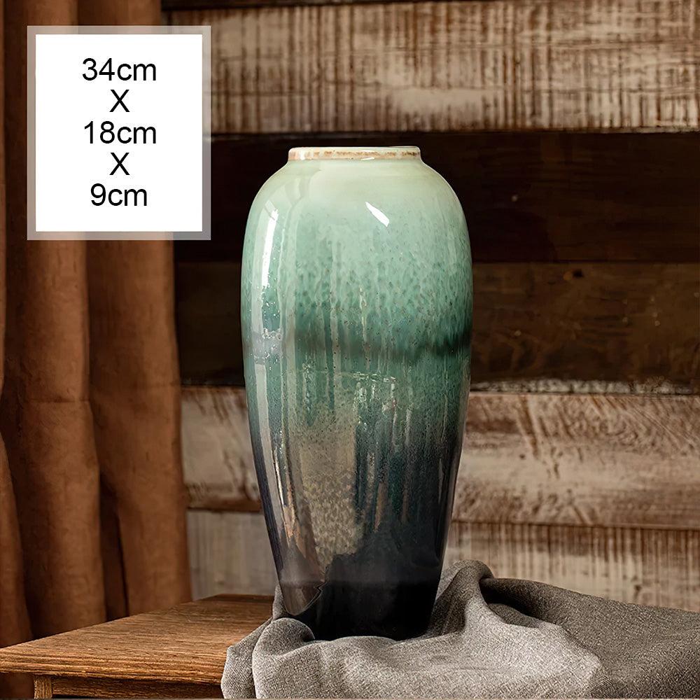 Grand Vase Asiatique Poser au Sol de 34 cm