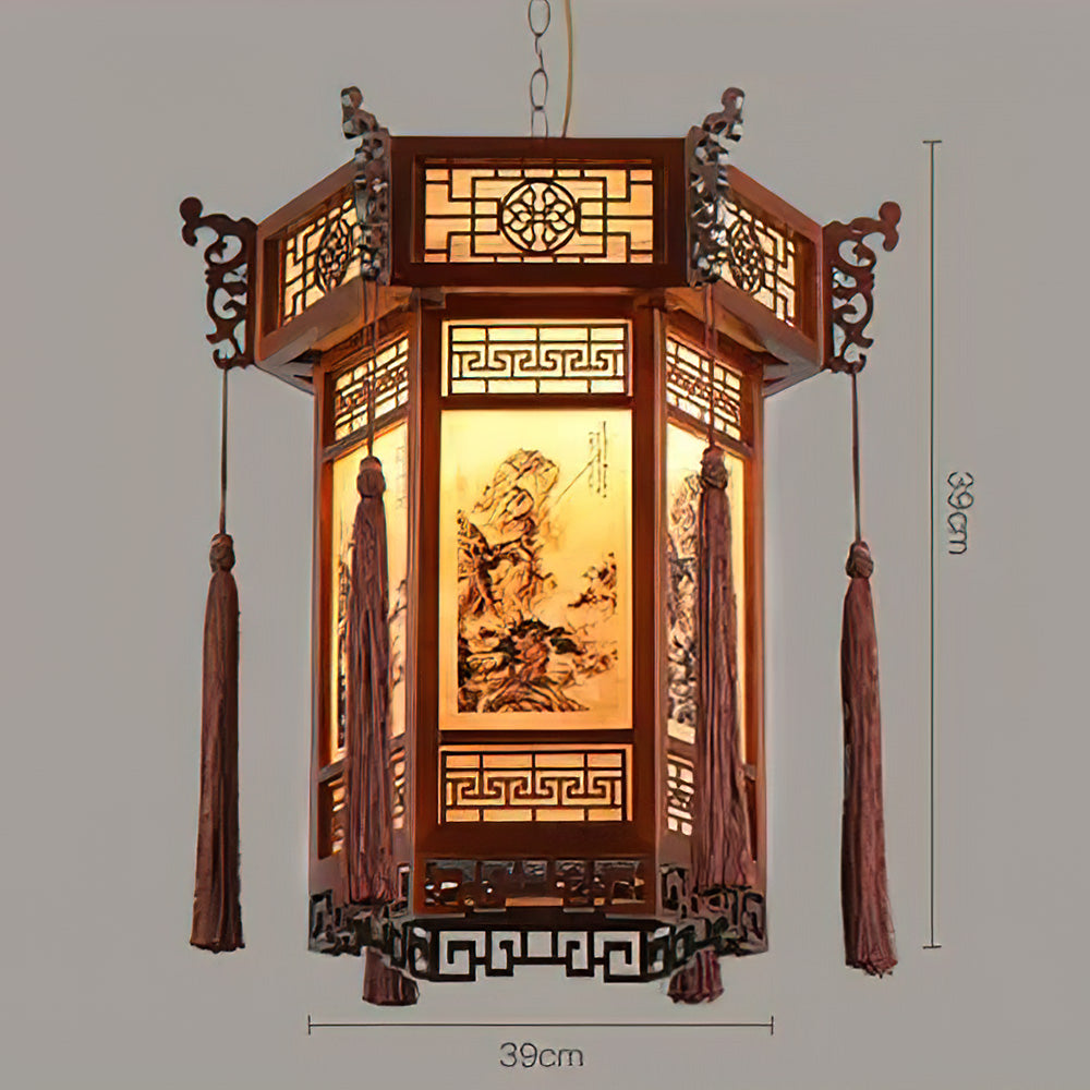 Lampion en Bois de 39 cm
