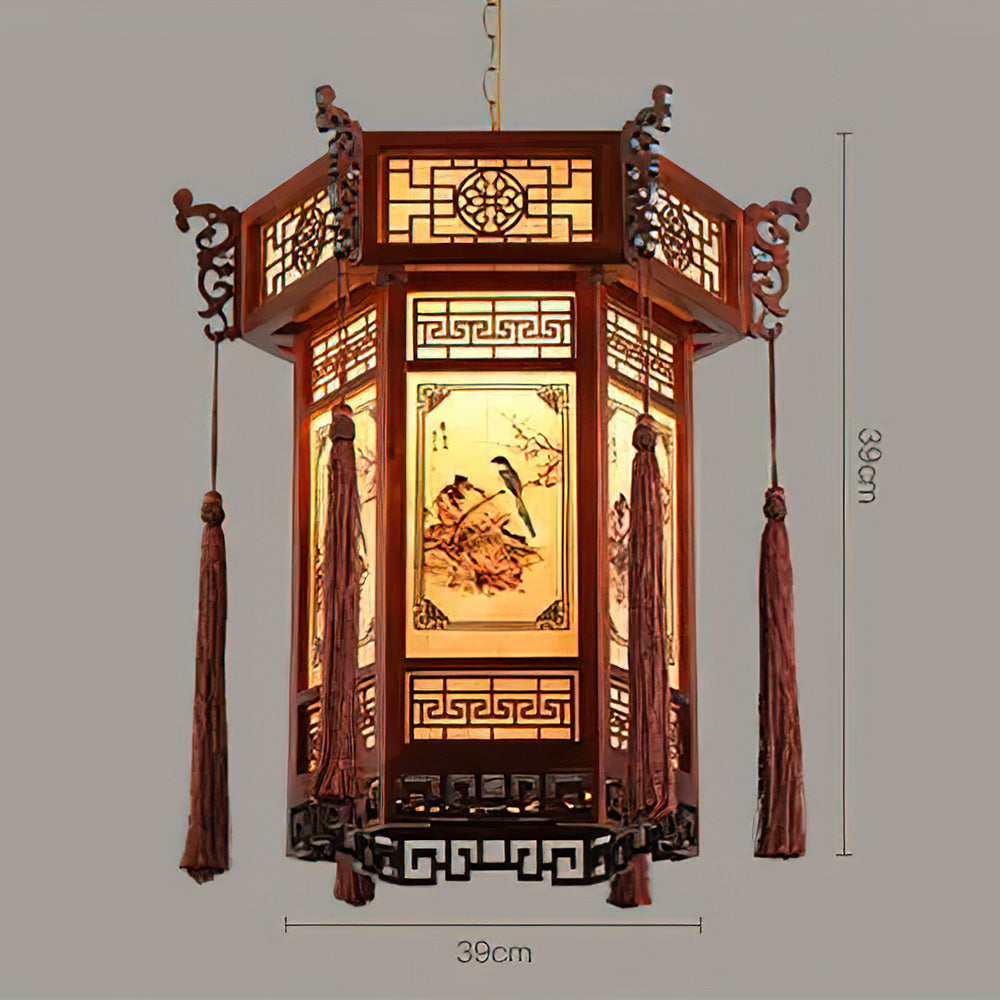 Lampion en Bois Motif Oiseau