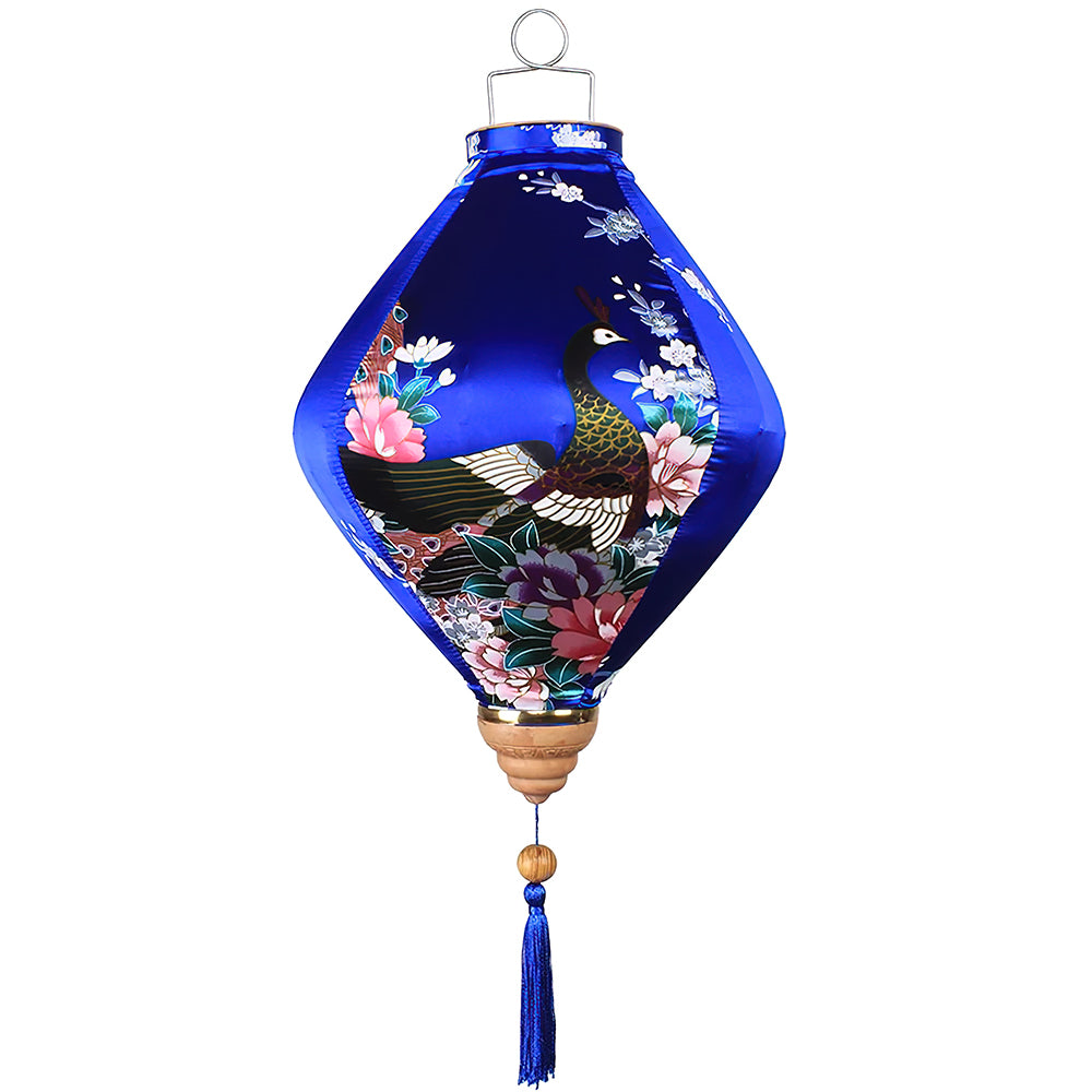 Lampion en Soie Bleu Foncé