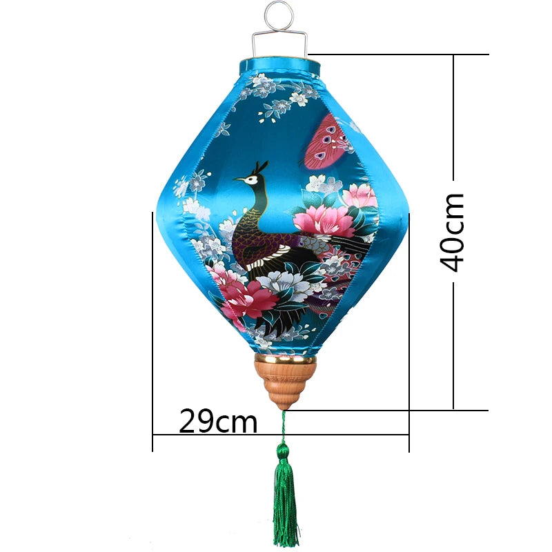 Lampion en Soie Bleu