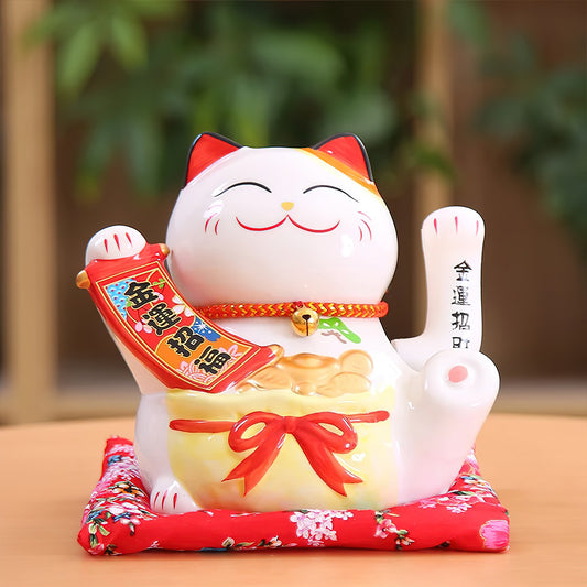 Chat Chinois Porte Bonheur Blanc