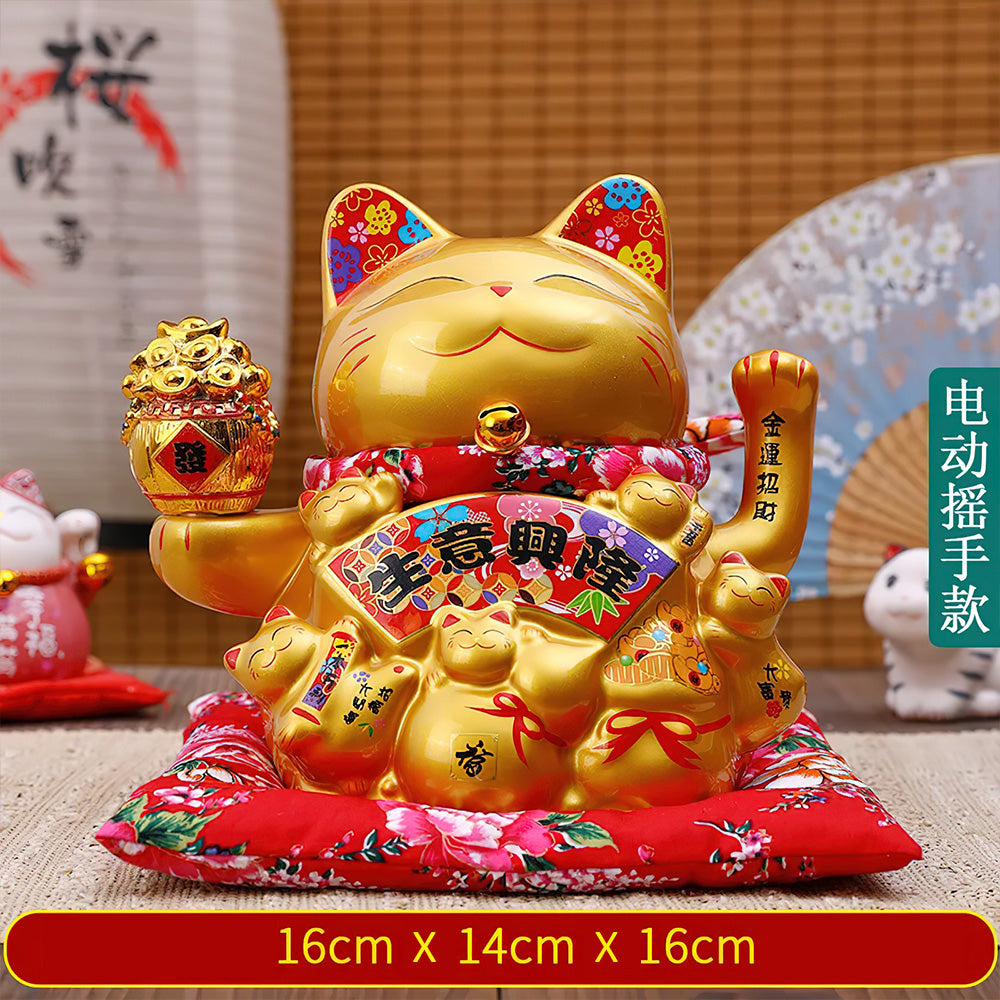 Chat Chinois Solaire Porte Bonheur de 16 cm