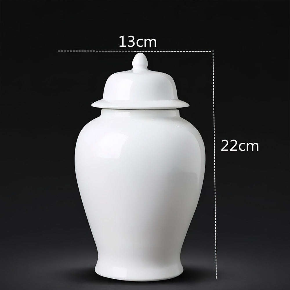 Vase Asiatique Blanc de 22 cm