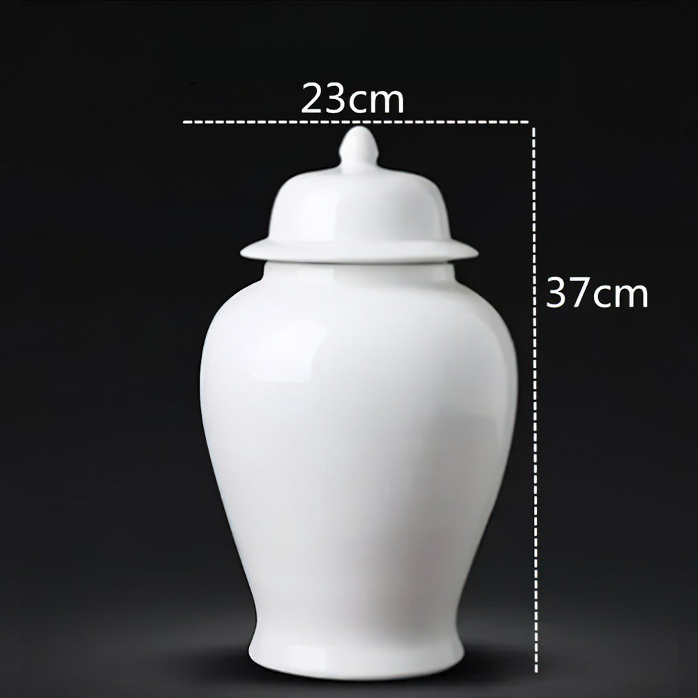 Vase Asiatique Blanc de 37 cm