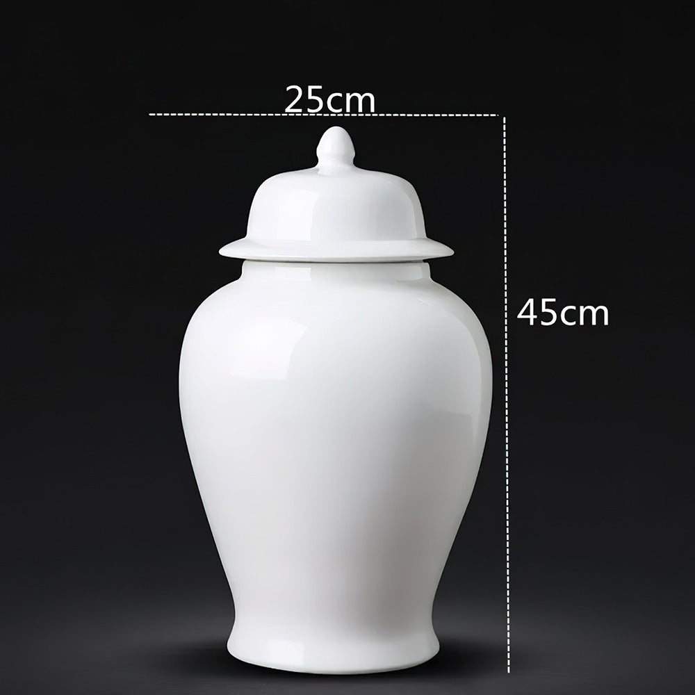 Vase Asiatique Blanc de 45 cm