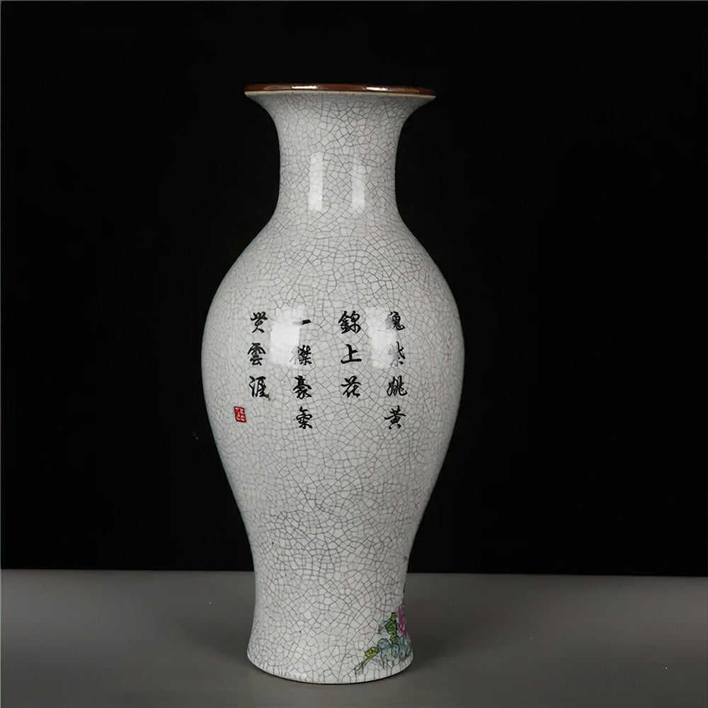 Vase Asiatique Blanc Balustre