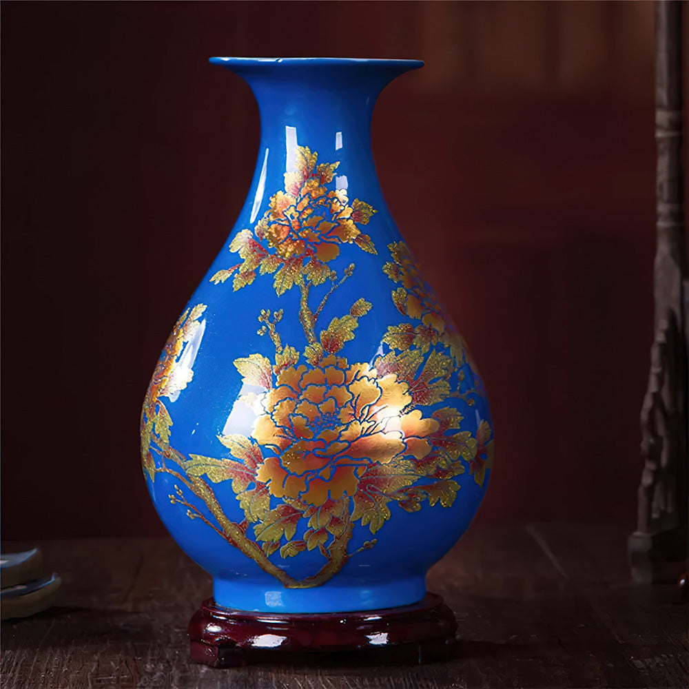Vase Asiatique Bleu Décoration