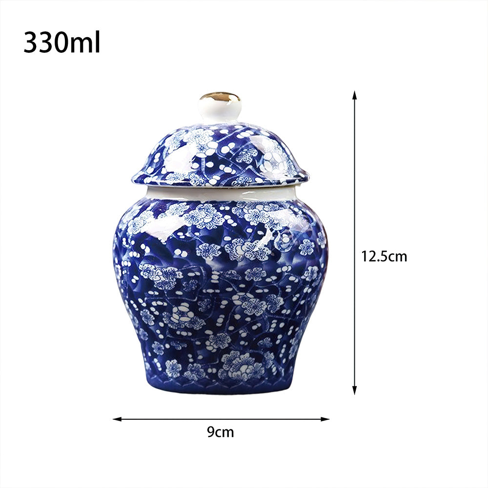 Vase Asiatique Bleu à Fleurs de 12,5 cm