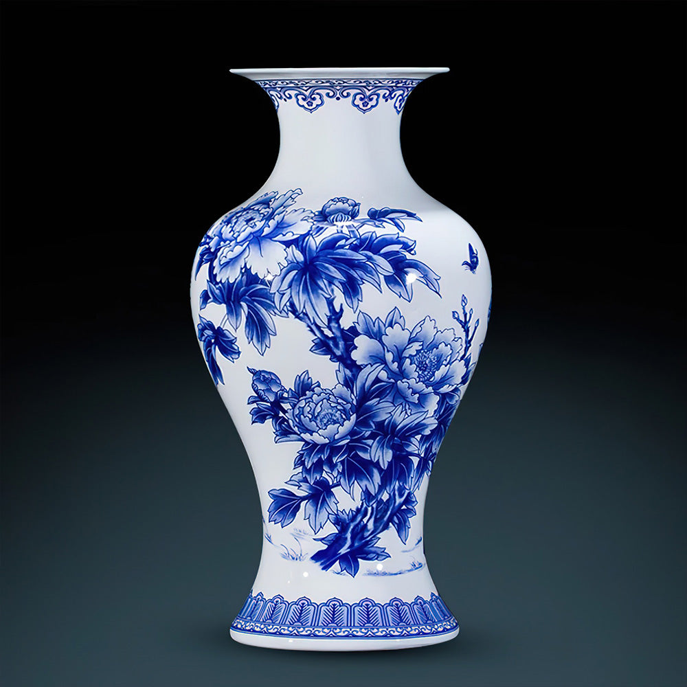 Vase Asiatique Bleu et Blanc