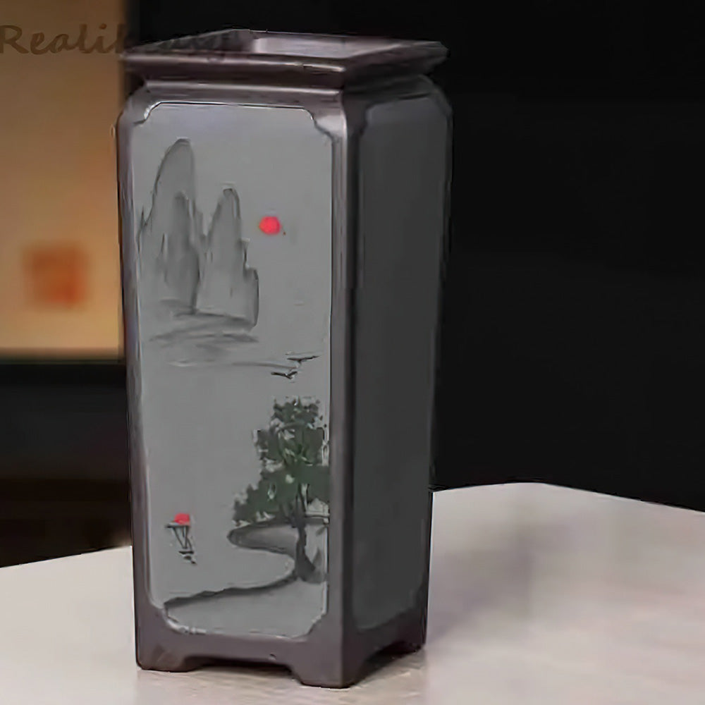 Vase Asiatique Carré Gris