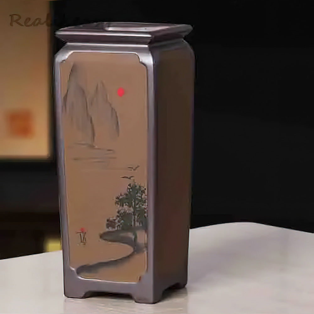 Vase Asiatique Carré Marron
