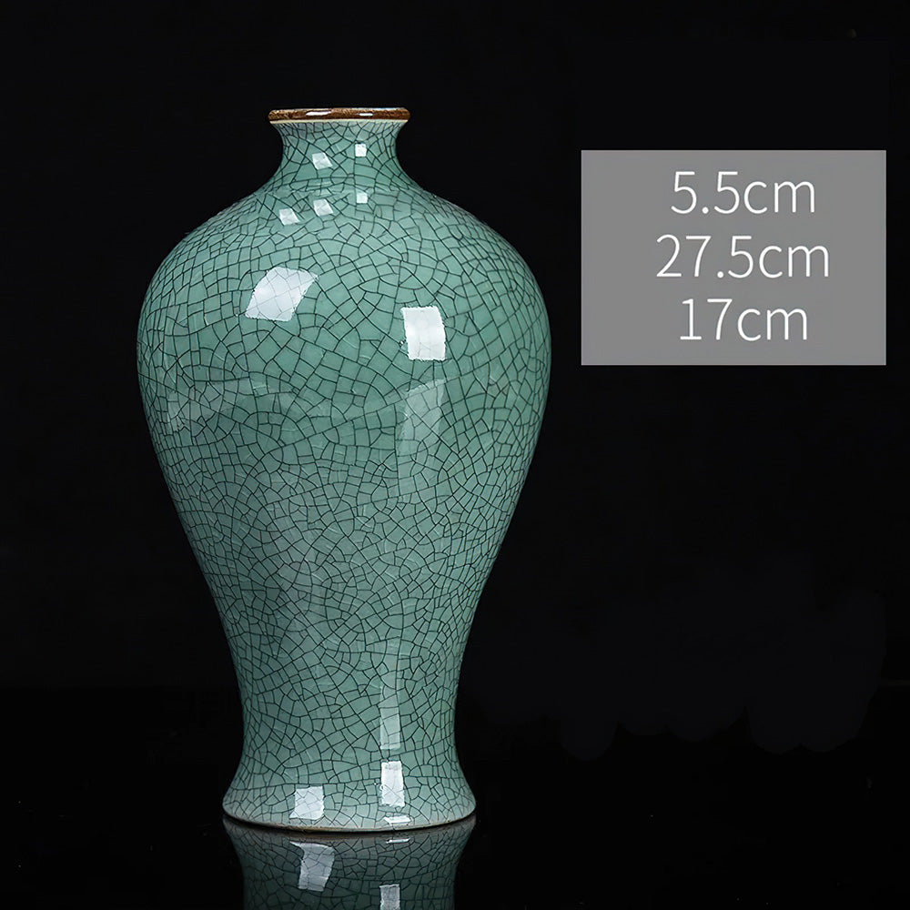 Vase Asiatique Cassé Vert de 27,5 cm