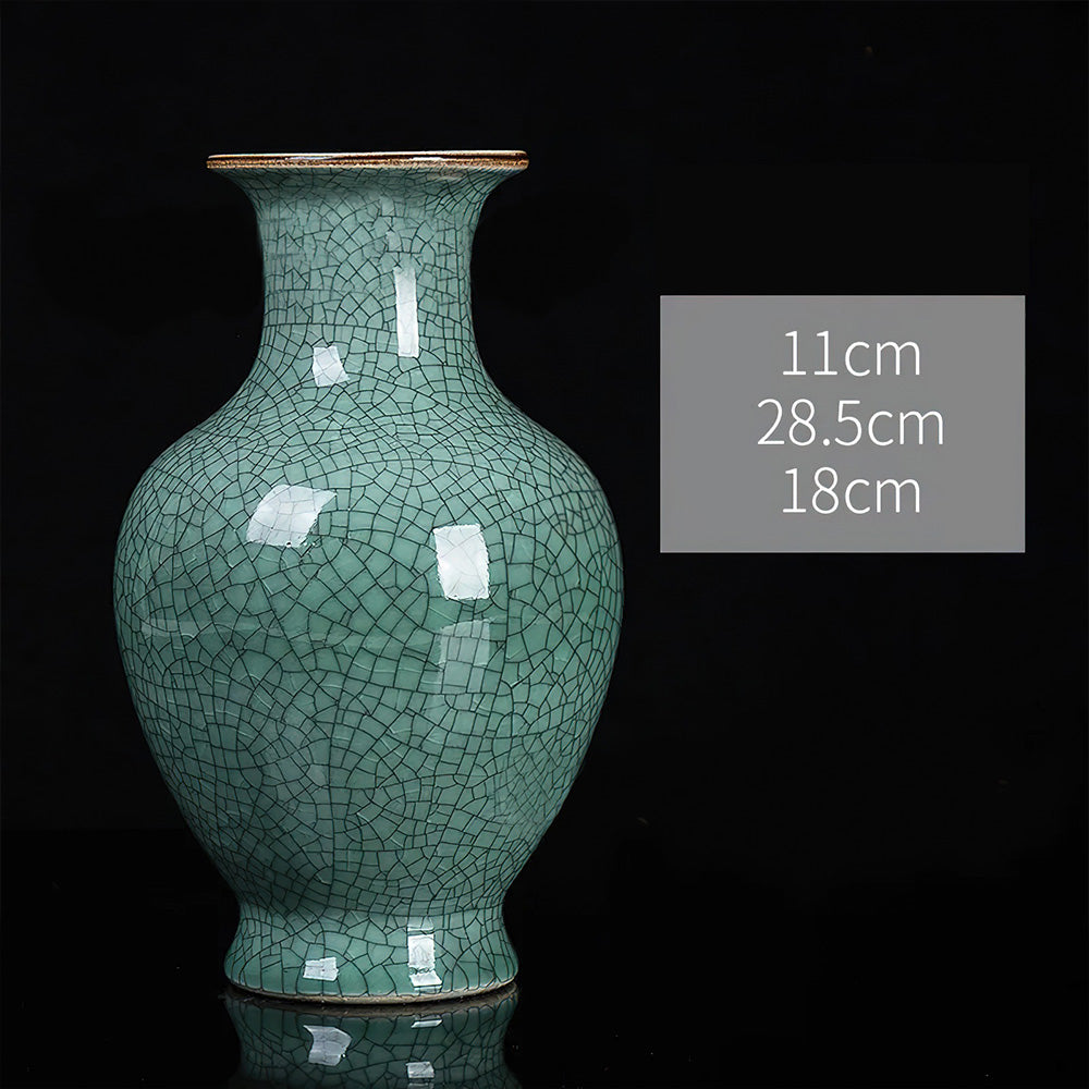 Vase Asiatique Cassé Vert de 28,5 cm