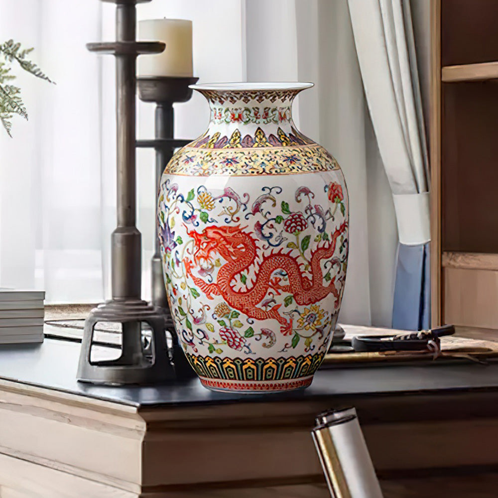 Vase Asiatique Dragon pour Décoration