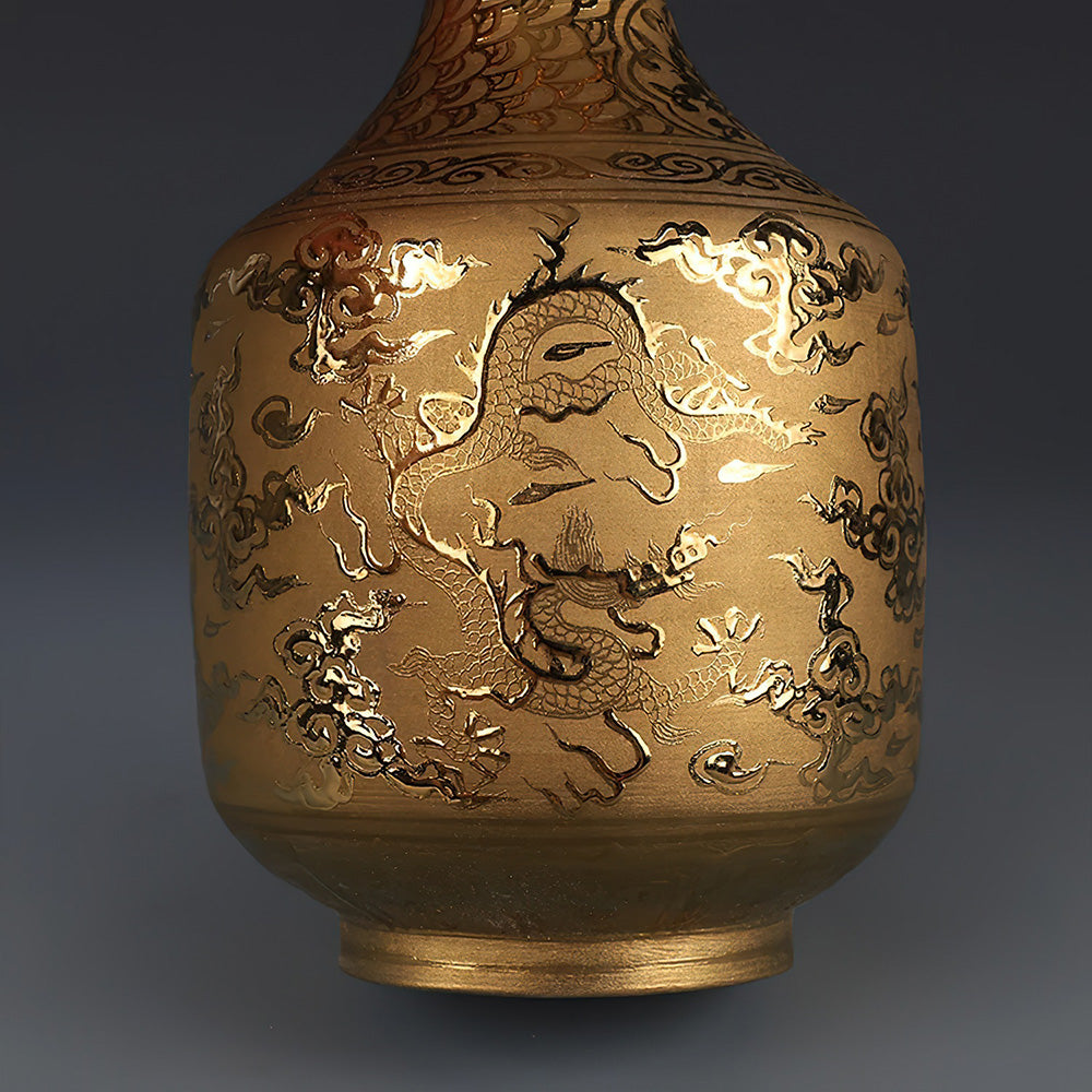 Vase Asiatique Dynastie Ming Doré