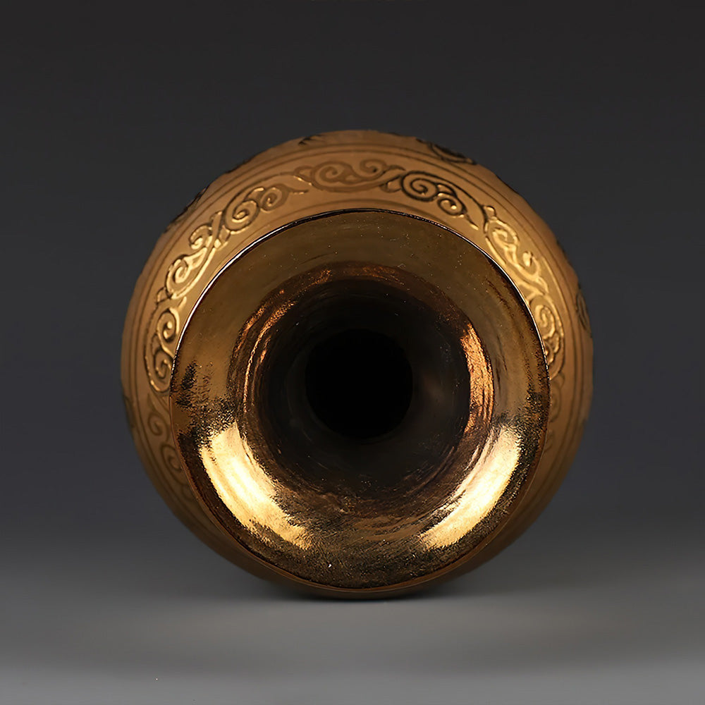 Vase Asiatique Dynastie Ming style Or