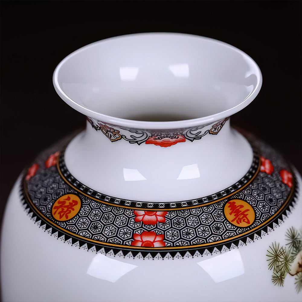 Vase Asiatique en Porcelaine Noir