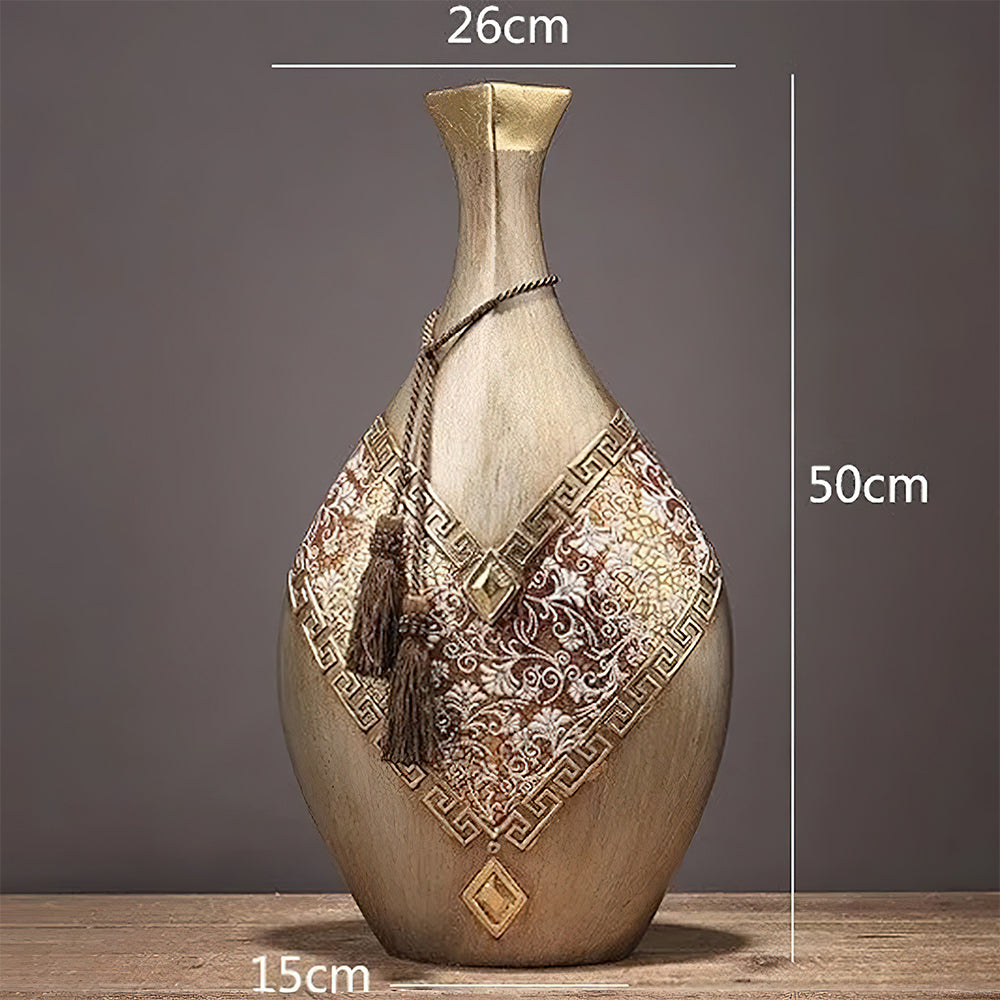 Grand Vase Asiatique en Résine 