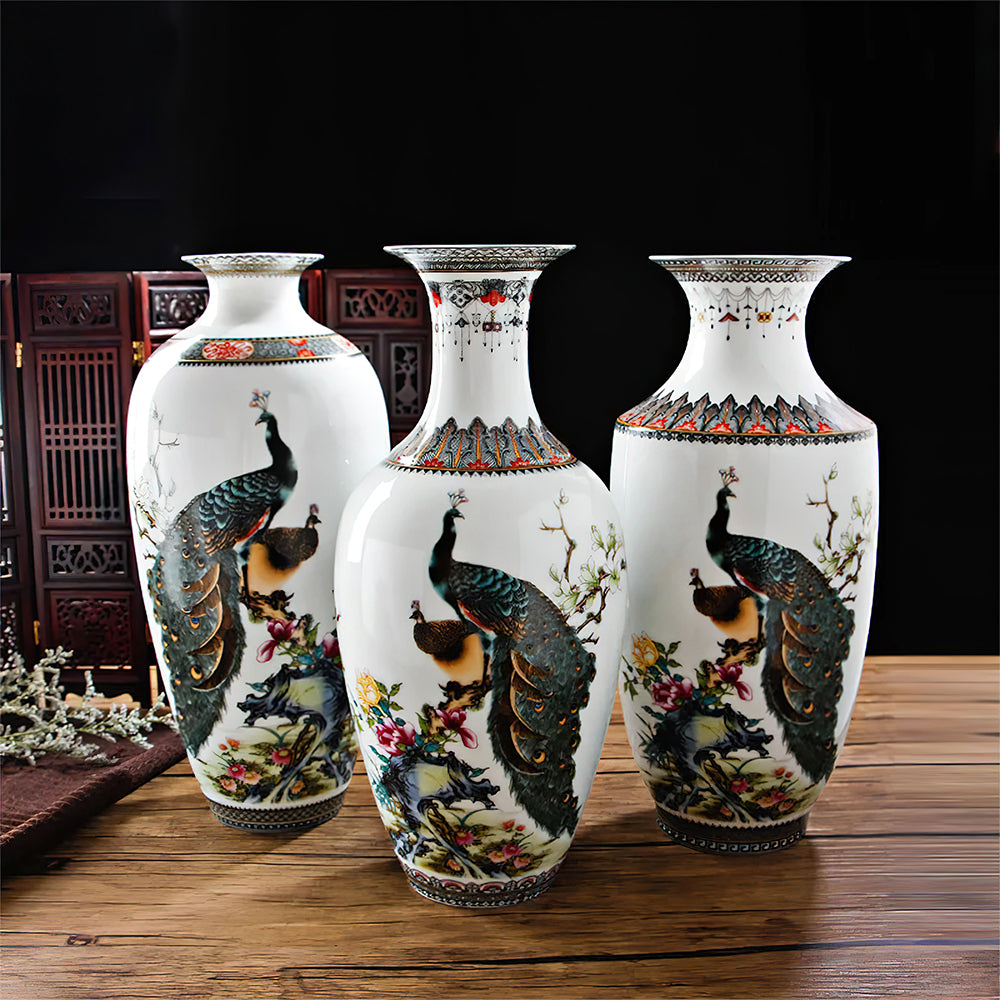 Grand Vase Asiatique Paon 