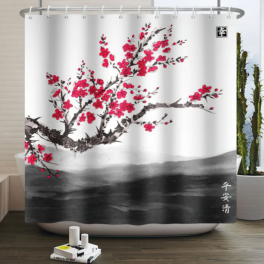 Rideau Chinois Douche Fleurs