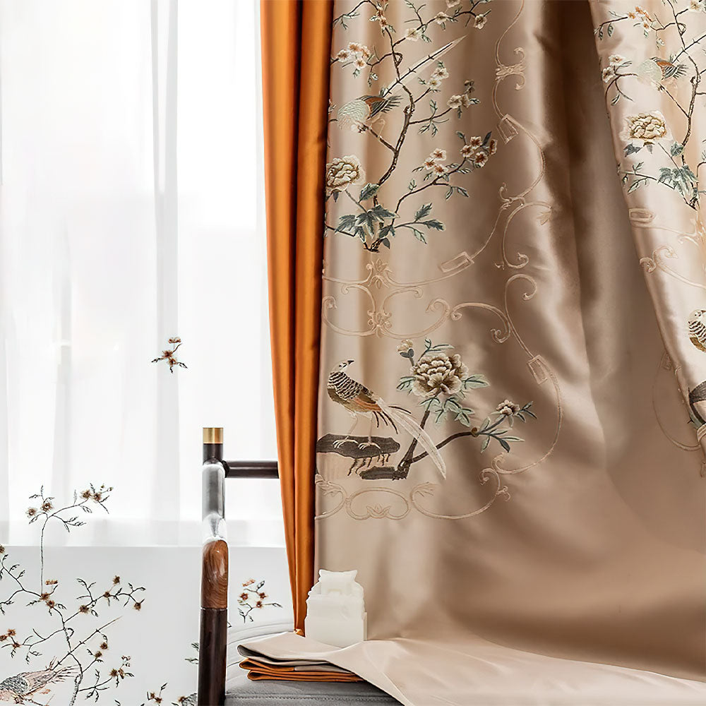 Rideau Chinois Tissu Motif Chinois
