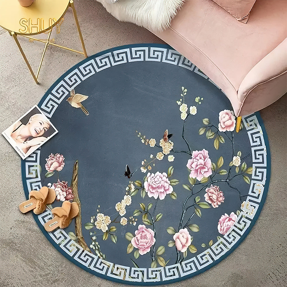 Tapis Asiatique Rond Fleur