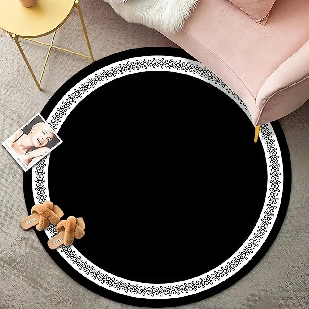 Tapis Asiatique Rond Noir