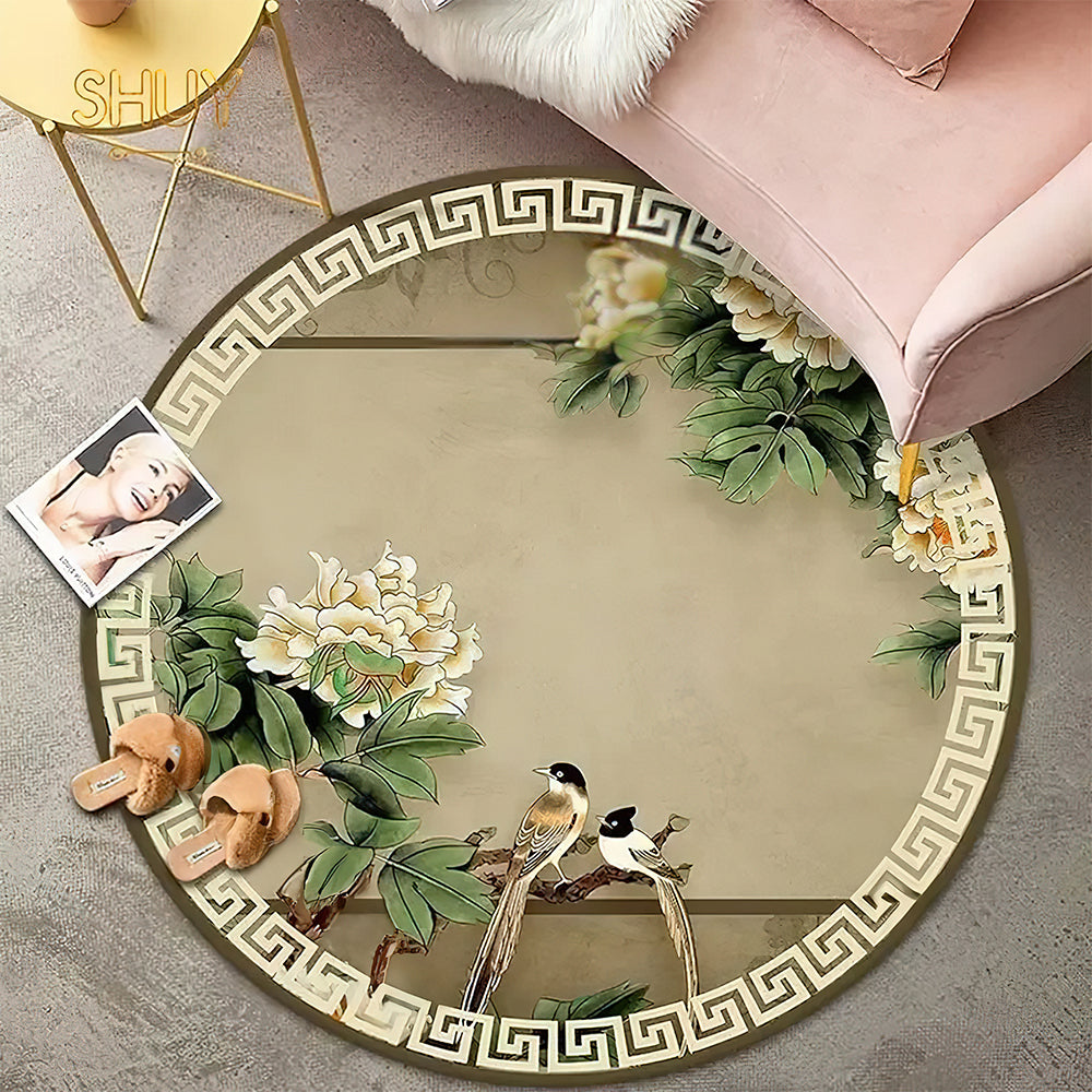Tapis Asiatique Rond Oiseau