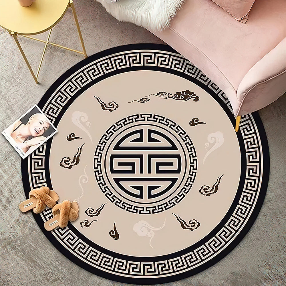 Tapis Asiatique Rond Vintage