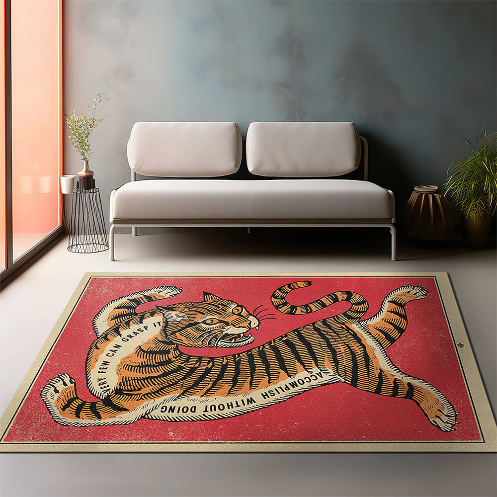Tapis Tigre Asiatique Vintage