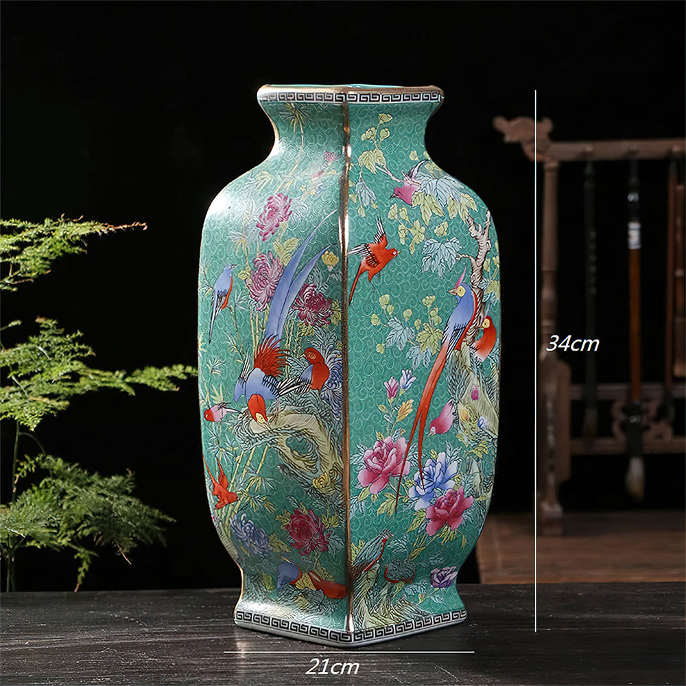 Vase Asiatique Rectangulaire Vert