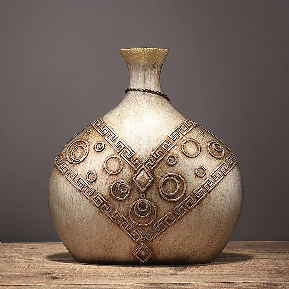 Vase Asiatique en Résine Rond