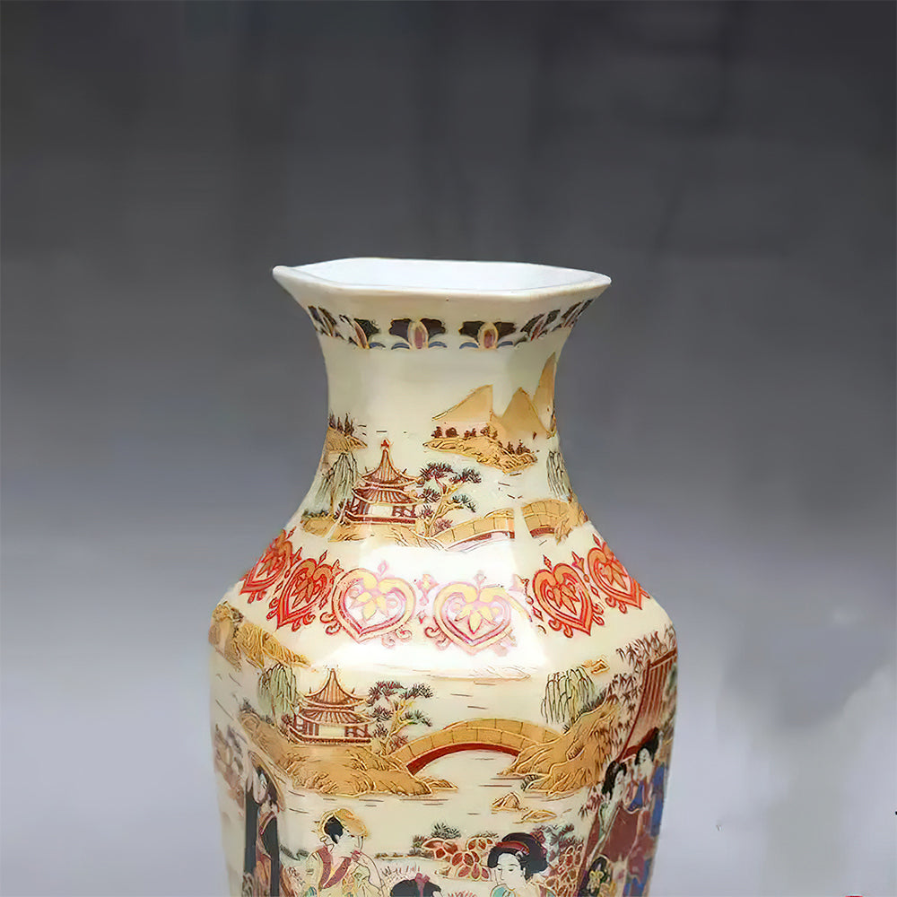 Vase Asiatique Famille Rose Tradtionnel