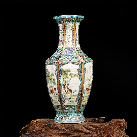 Vase Asiatique Hexagonal 