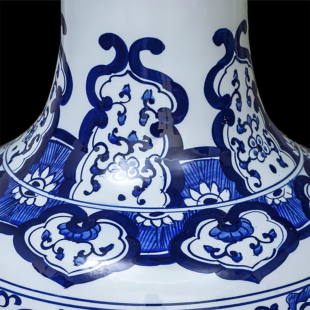 Vase Asiatique Immense Bleu