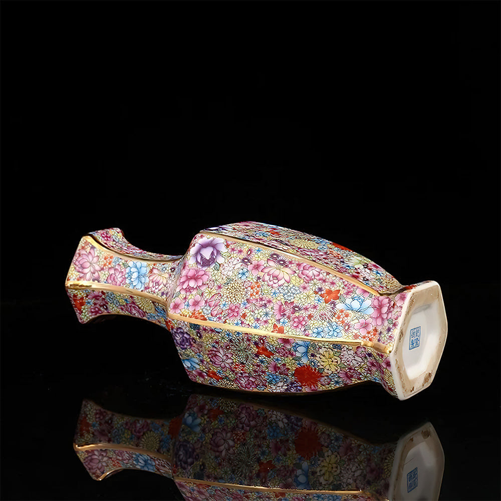 Vase Asiatique Mille Fleurs Vintage
