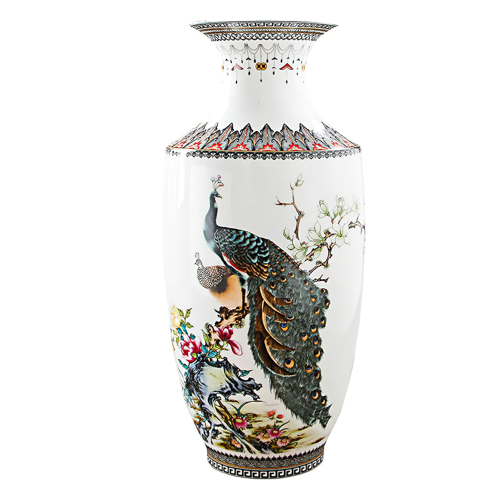 Vase Asiatique Paon Traditionnel