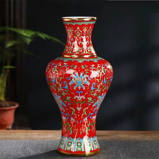 Vase Asiatique Rare Rouge 