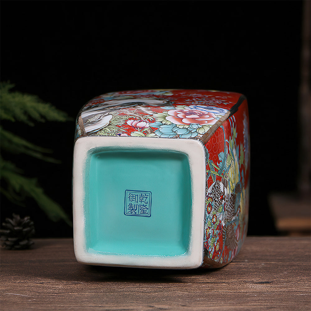 Vase Asiatique Rectangulaire Signe