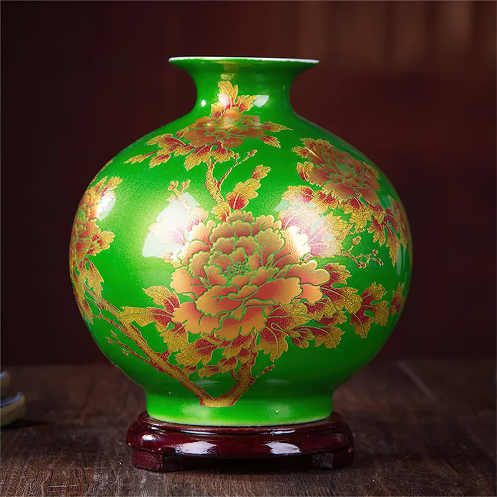 Vase Asiatique Rond Vert 