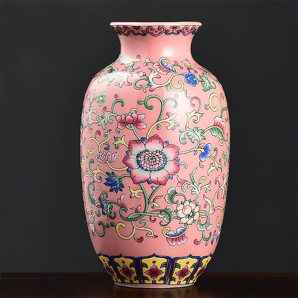 Vase Asiatique Rose Tradtionnel