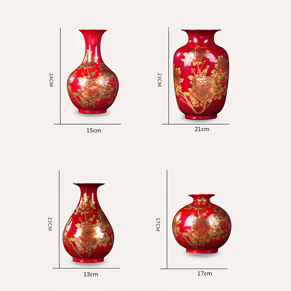 Vase Asiatique Rouge Taille
