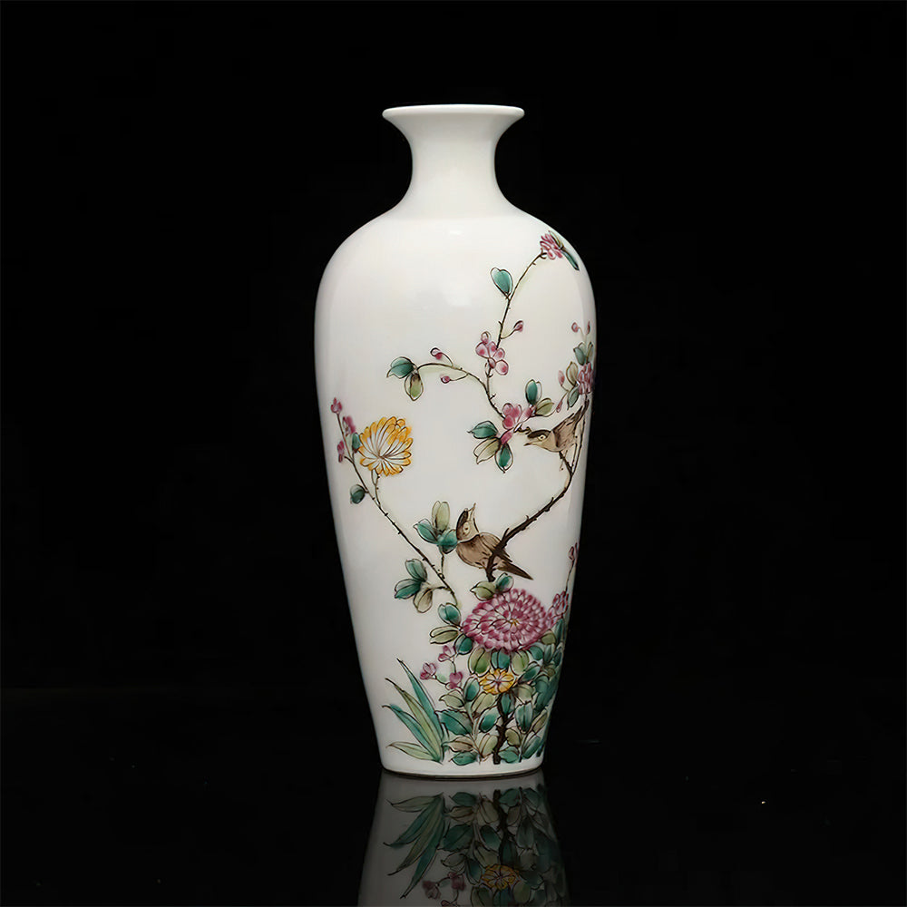 Vase Asiatique Signé Fleur