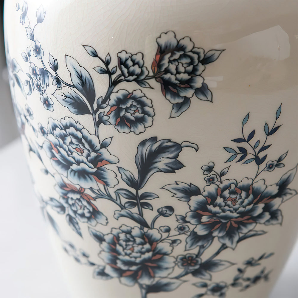 Vase Asiatique Soliflore Bleu