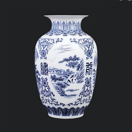 Vase Asiatique Traditionnel Bleu